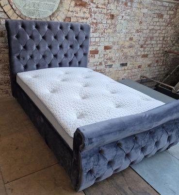 Imperial Fabric Double Bed 4ft 6in - Plush Velvet Dark Grey