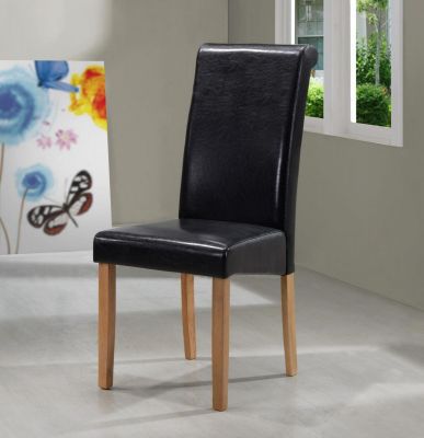 Marley PU Solid Rubberwood Chair Black (Sold in 2s)