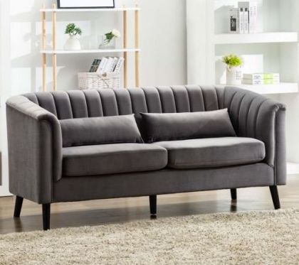 Meabh Plush Velvet 3 Seater Sofa - Grey