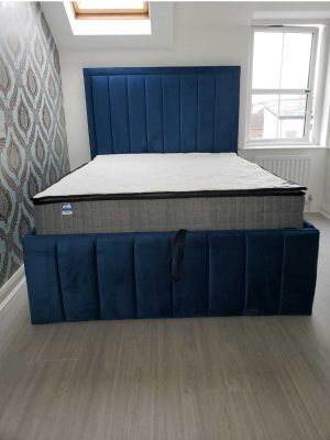 Milan Fabric Super King Size Bed 6ft - Plush Blue
