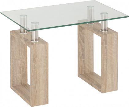 Milan Lamp Table - Sonoma Oak Effect Veneer / Clear Glass