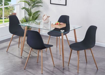 Milana Dining Set with 4 chairs - Black