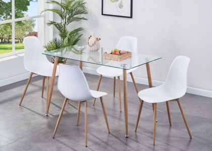 Milana Dining Set with 4 Chairs - White