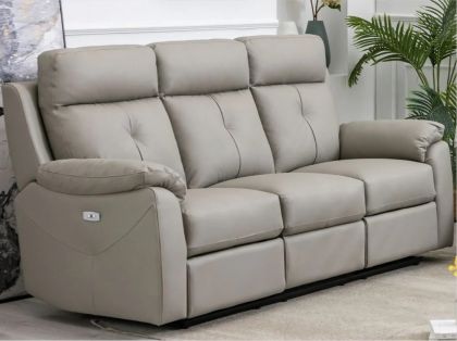 Milano Leather Recliner 3 Seater Sofa - Moon