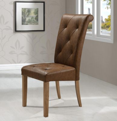 Nicole PU Solid Rubberwood Chair Brown Two Tone (Sold in 2s)