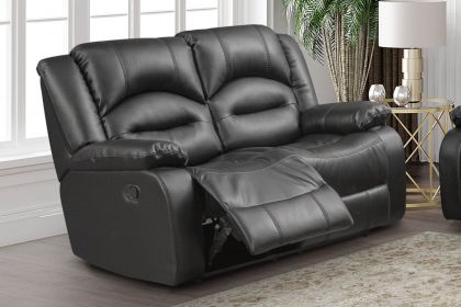 Novella Fabric 2 Seater Recliner Sofa - Black