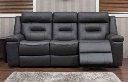 Osbourne Leather Recliner Suite 3+2 - Dark Grey