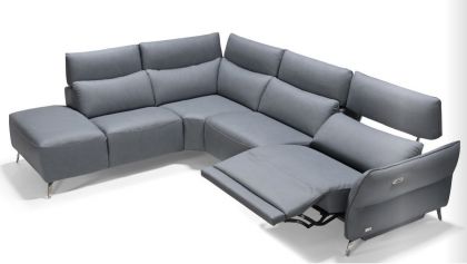 Perlini Leather Corner Suite LHF - Cobalto