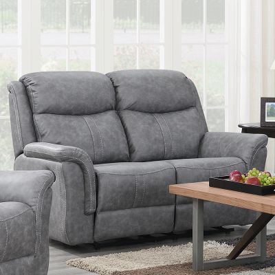 Portland Fabric Recliner 2 Seater Sofa - Silver Grey