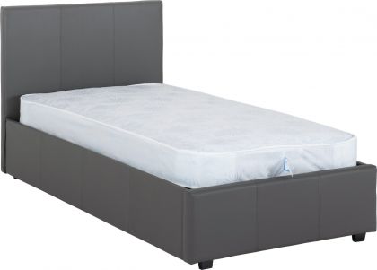 Prado PLUS Storage Leather Single Bed 3ft - Grey