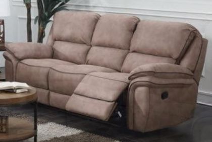 Preston Fabric 3 Seater Recliner Sofa - Sand