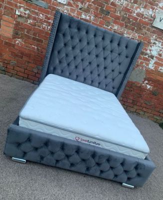Princess Fabric Small Double Bed 4ft - Dark Grey