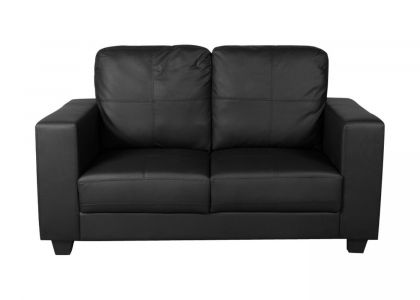 Queensbury Faux Leather 2 Seater Sofa - Black