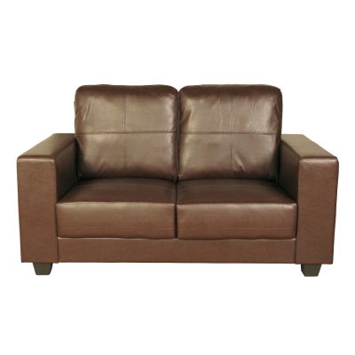 Queensbury Faux Leather 2 Seater Sofa - Brown