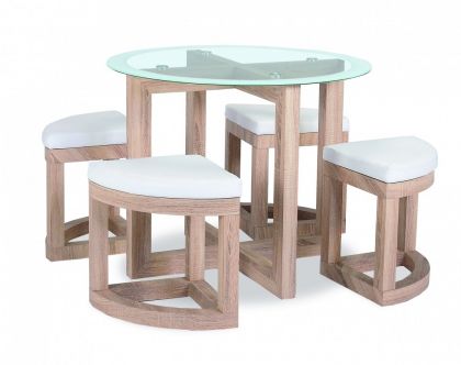 Quarry Dining Set with Glass Top and 4 Chairs