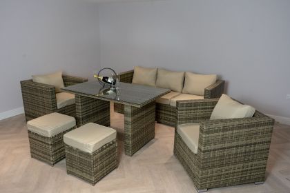 Casa Brown/Natural Sofa Garden Dining Set - 7 Seat