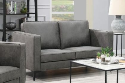 Riviera Fabric 2 Seater Sofa - Charcoal