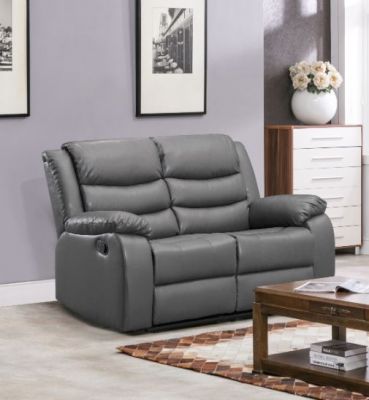 Roman Leather 2 Seater Recliner Sofa 2RR - Grey