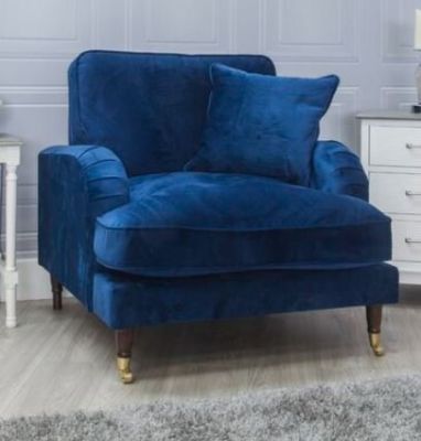 Rupert Fabric 1 Seater Fixed Sofa - Marine