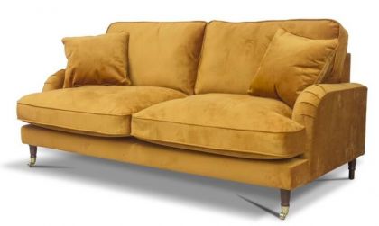 Rupert Fabric 3 Seater Fixed Sofa - Mustard
