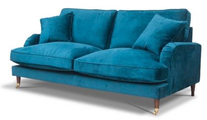 Rupert Fabric 3 Seater Fixed Sofa - Teal