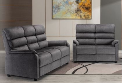 Savoy Fabric 3+2 Suite Fixed Back - Grey