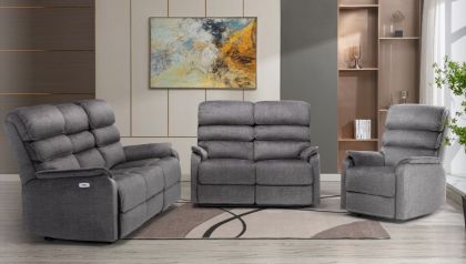 Savoy Fabric Recliner 3+1+1 Suite - Grey