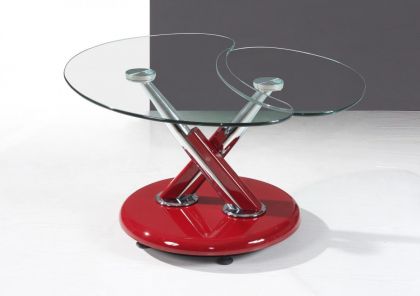 Torre Coffee Table Red Base & Clear Glass