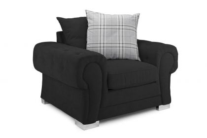 Verona Fabric SCATTER BACK 1 Seater Sofa -Black