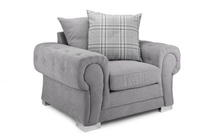 Verona Fabric 1 Seater Sofa - Light Grey SCATTER BACK