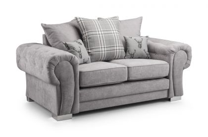 Verona Fabric 2 Seater Sofa - Light Grey Scatter Back