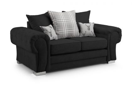Verona Fabric SCATTER BACK 2 Seater Sofa - Black