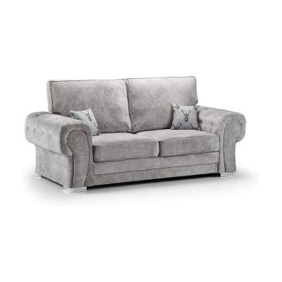 Verona Fabric 3 Seater Sofa - Light Grey Box Back