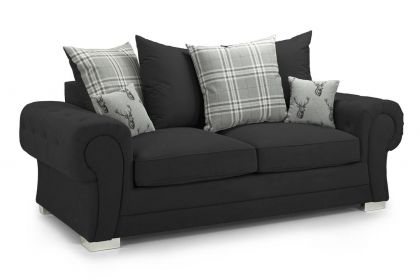 Verona Fabric SCATTER BACK 3 Seater Sofa - Black 