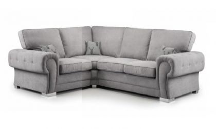Verona Fabric Corner Sofa 1C2 - Light Grey BOX BACK