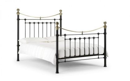 Victoria King Size Bed 5ft - Satin Black/Brass