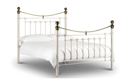 Victoria King Size Bed 5ft - Satin White/Brass