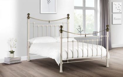 Victoria Double Bed 4ft 6in Satin White/Brass (duplicate)
