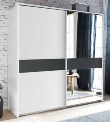 Weimar X59 High Gloss Sliding Wardrobe 135cm - White / Grey Sliderobes