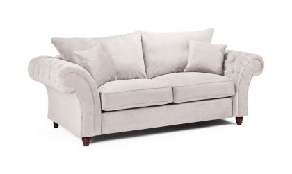Windsor Fabric 3 Seater Fixed Back Sofa - Stone Grey