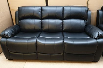 Woodlington LEATHER 3 Seater Sofa - Black