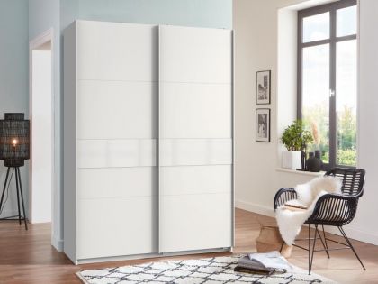Weimar X84 High Gloss Sliding Wardrobe 135cm - White / Grey