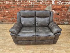 Lucan Leather Air Manual Recliner 2 Seater - Grey