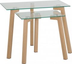 Morton Nest of Tables - Clear Glass / Oak Effect Veneer