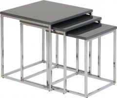 Charisma Nest of Tables - Grey Gloss / Chrome