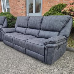 Edwardo Grey Fabric 3 Seater Recliner Sofa - Charcoal