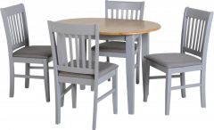 Oxford Extending Dining Set - Grey / Natural Oak