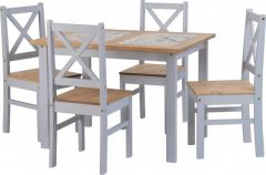 Salvador 1+4 Tile Top Dining Set - Slate Grey / Waxed Pine