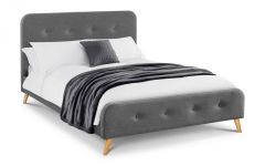Astrid Curved Retro Fabric Double Bed 4ft 6in - Grey