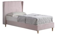 Amelia Pink Velvet Fabric Bed 3ft